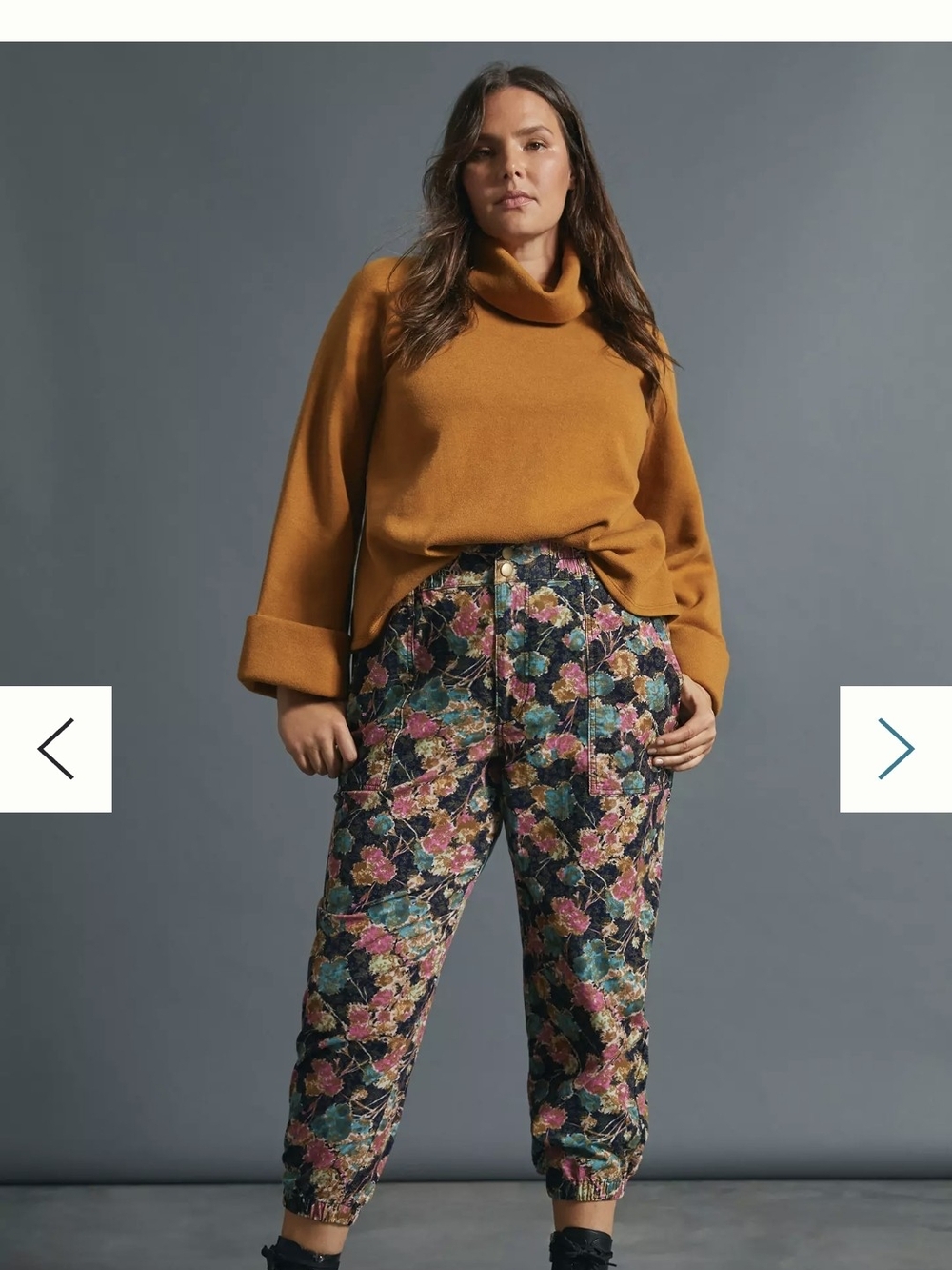 Anthropologie Floral Corduroy Jogger Pants XL